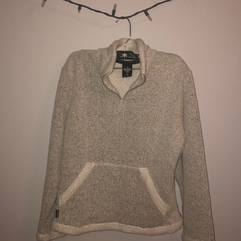 Prana Grey Knit Quarter Zip Sweatshirt